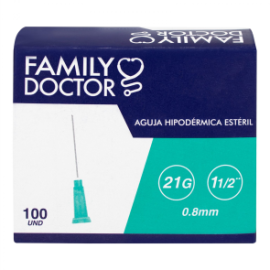 Aguja Hipodermica 21Gx 1 1/2 Caja X 100 Family Doctor
