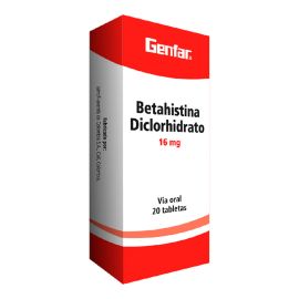 Betahistina Diclorhidrato 16 Mg X 20 Tabletas